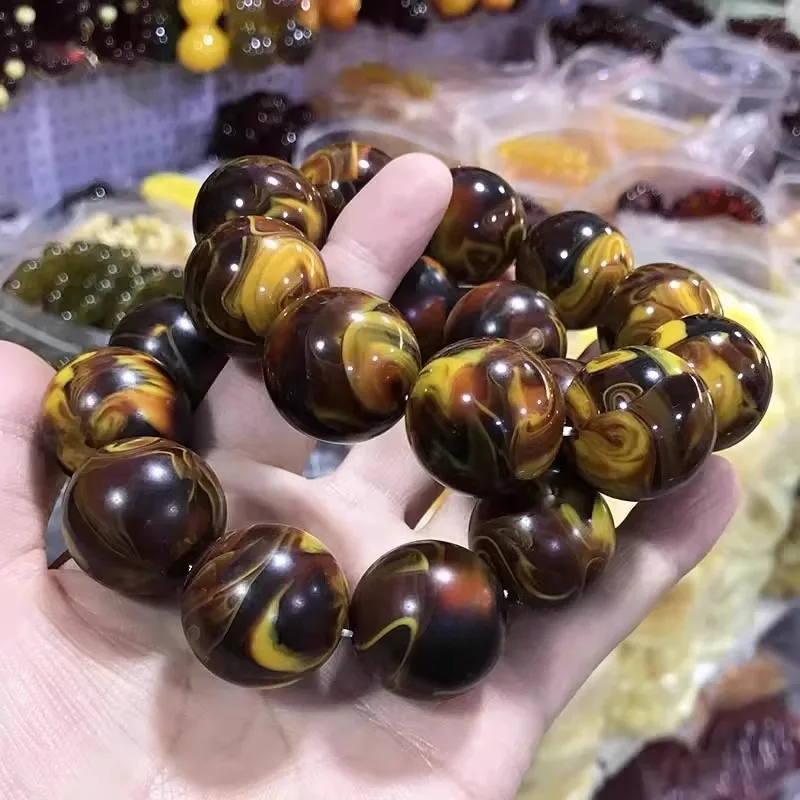 سوار شمع العسل الجديد، سوار خرز دائري، مجوهرات شمع العسل الكهرماني الكلاسيكية متعددة الاستخدامات للرجال والنساء #1