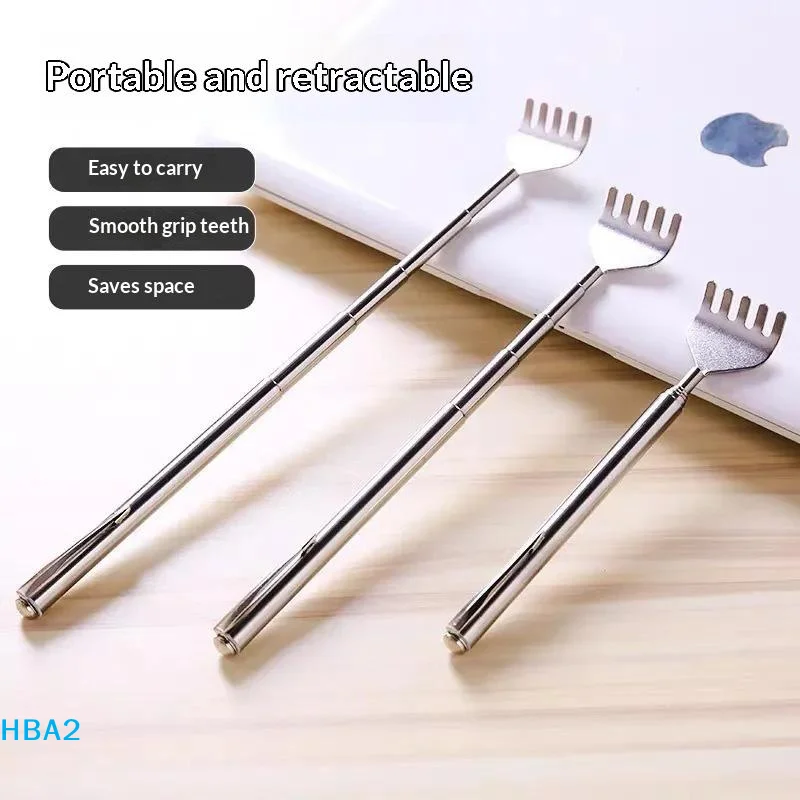 【H】3Pcs Telescopic Back Scratcher Stainless Steel Portable Pen Style Retractable Itch Relief Tool Smooth Claw For Home Travel