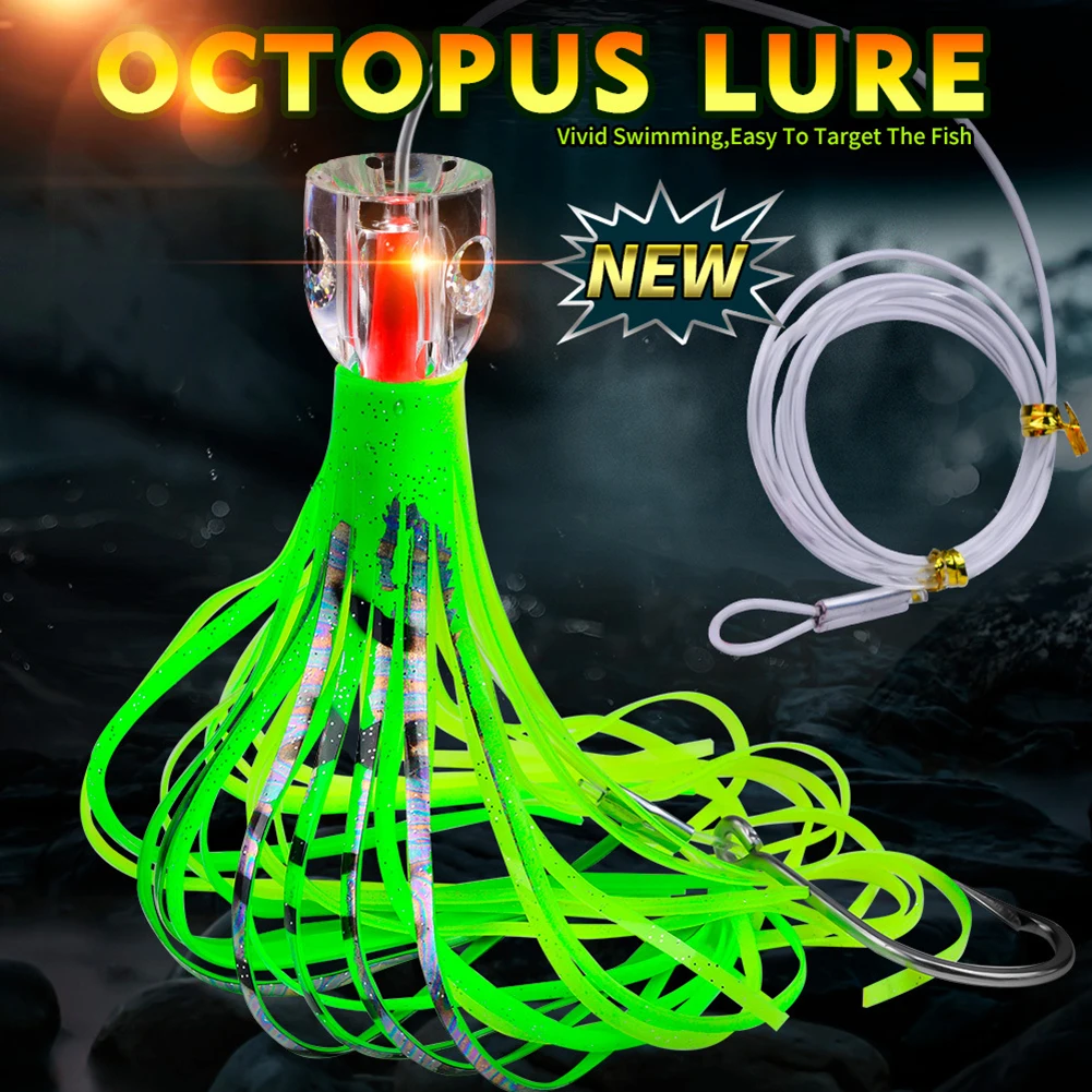 

Юбка-осьминог, троллинговая приманка для глубоководной рыбалки, 9-дюймовый дизайн с выходом воды, отлично подходит для ловли тунца и махи Махи