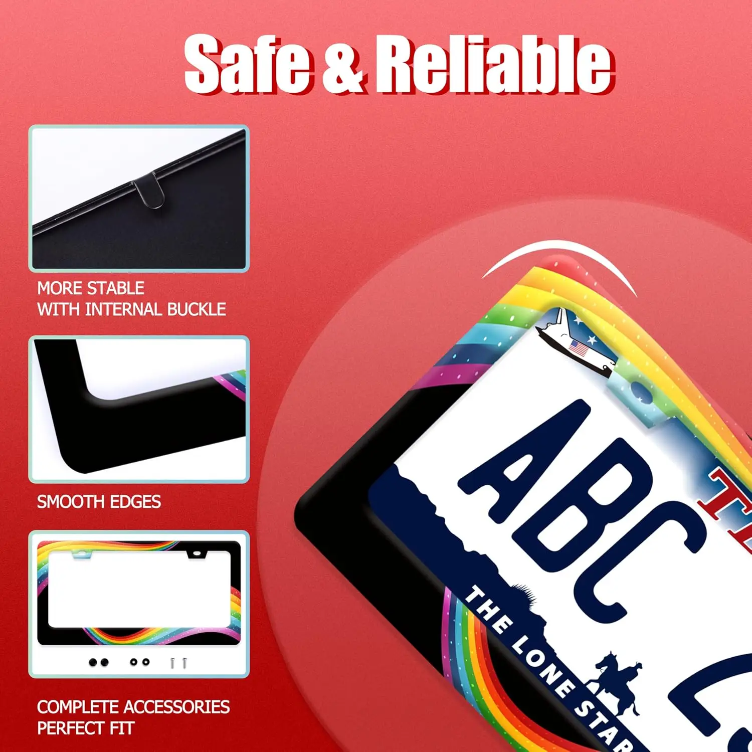 Gay Rainbow Ribbon License Plate Frame Stainless Steel Funny License Holder