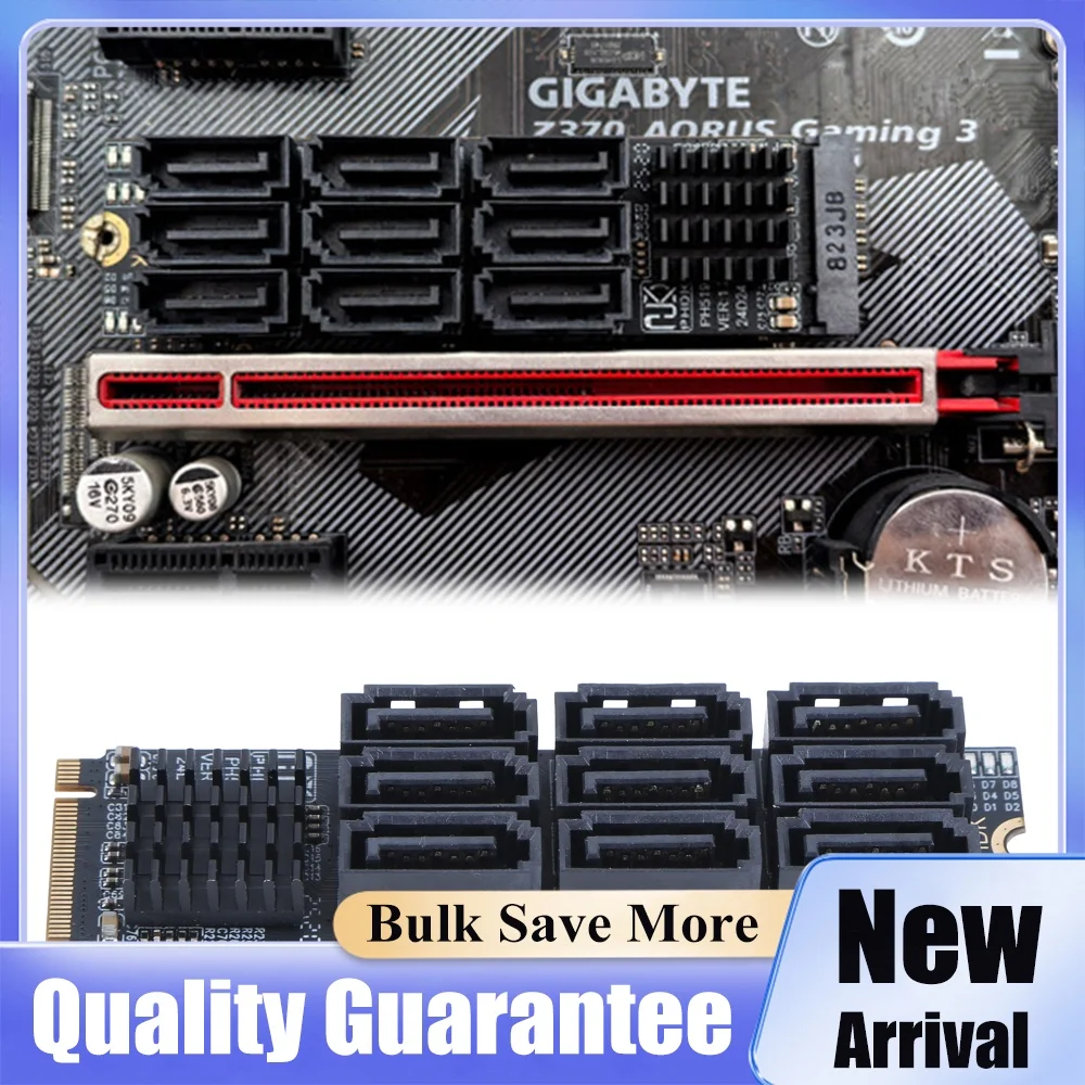 for M.2 for M KEY Nvme To 9 Ports SATA 3.0 Adapter 6Gbps for M.2 To SATA Adapter PCIE 3.0 X2 Hard Disk Capacity for Desktop PC
