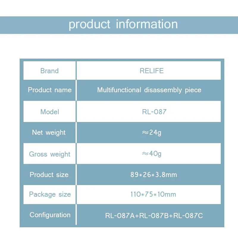 RELIFE RL-087 3 in 1 Multi-function Disassembly Blade for Mobile Phone Screen Curved Screen Edge Dismantling Piece Repair