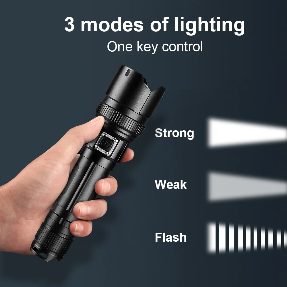 1000000 Lumen Torch Rechargeable Flashlight High Power LED Flashlight Outdoor Camping Portable Tactical Torch Fishing Lantern