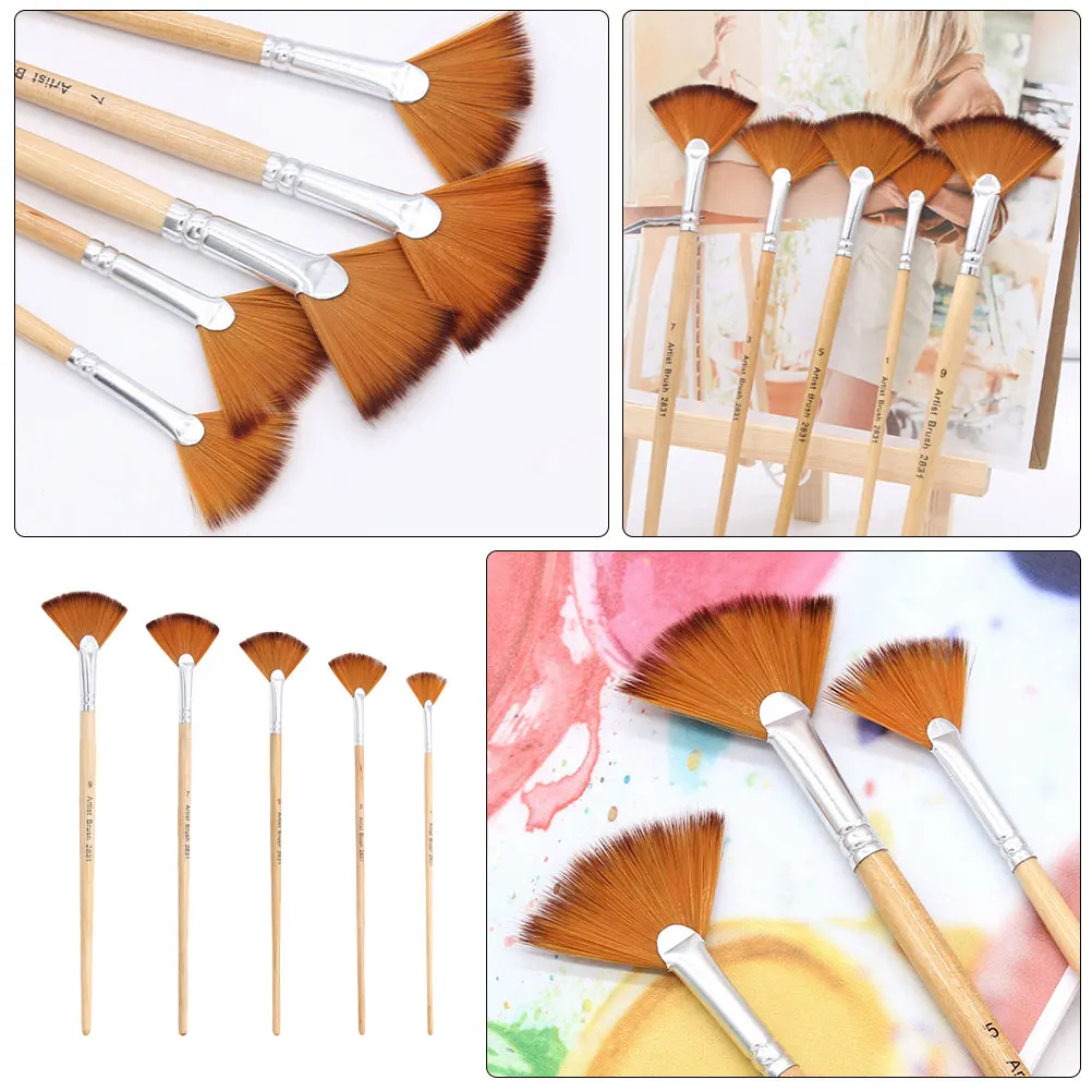 10Pcs Painting Brush Set Flat Designed Multi-Function Watercolor Brushes for Practicing Paint Supply Comfortable