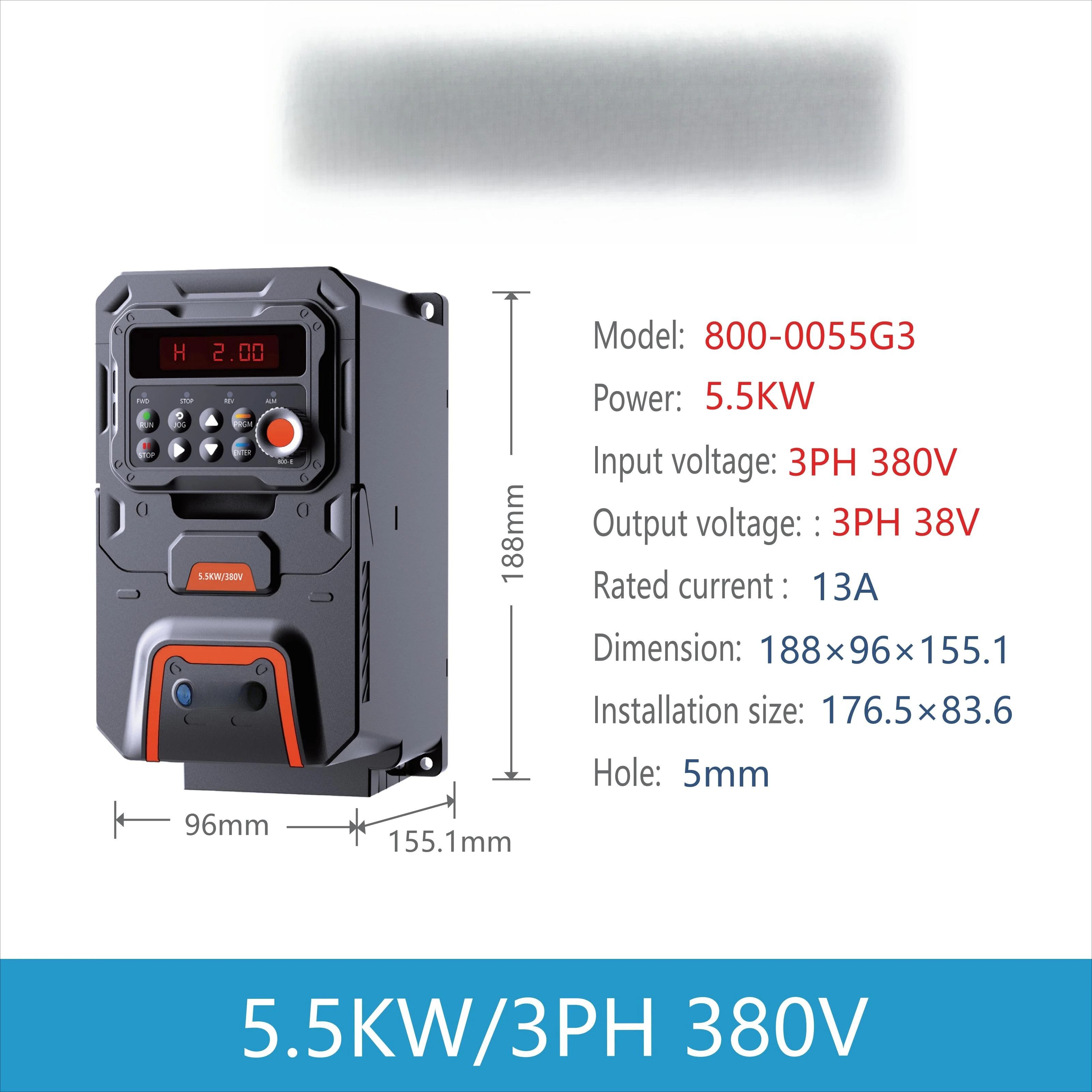Vector Control VFD 3 Phase 380V 5.5KW Variable Frequency Drive