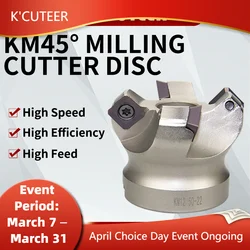 Milling Cutter Head KM12-50 63 80 100mm 45Degree Cutting Adapter Carbide Insert SEKT1204 CNC Lathe Machine Face Milling Cutter