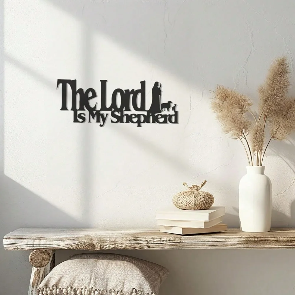 1PC The Lord is My Shepherd Iron Wall Art Christian Religious Waterproof Rustproof Home Decor