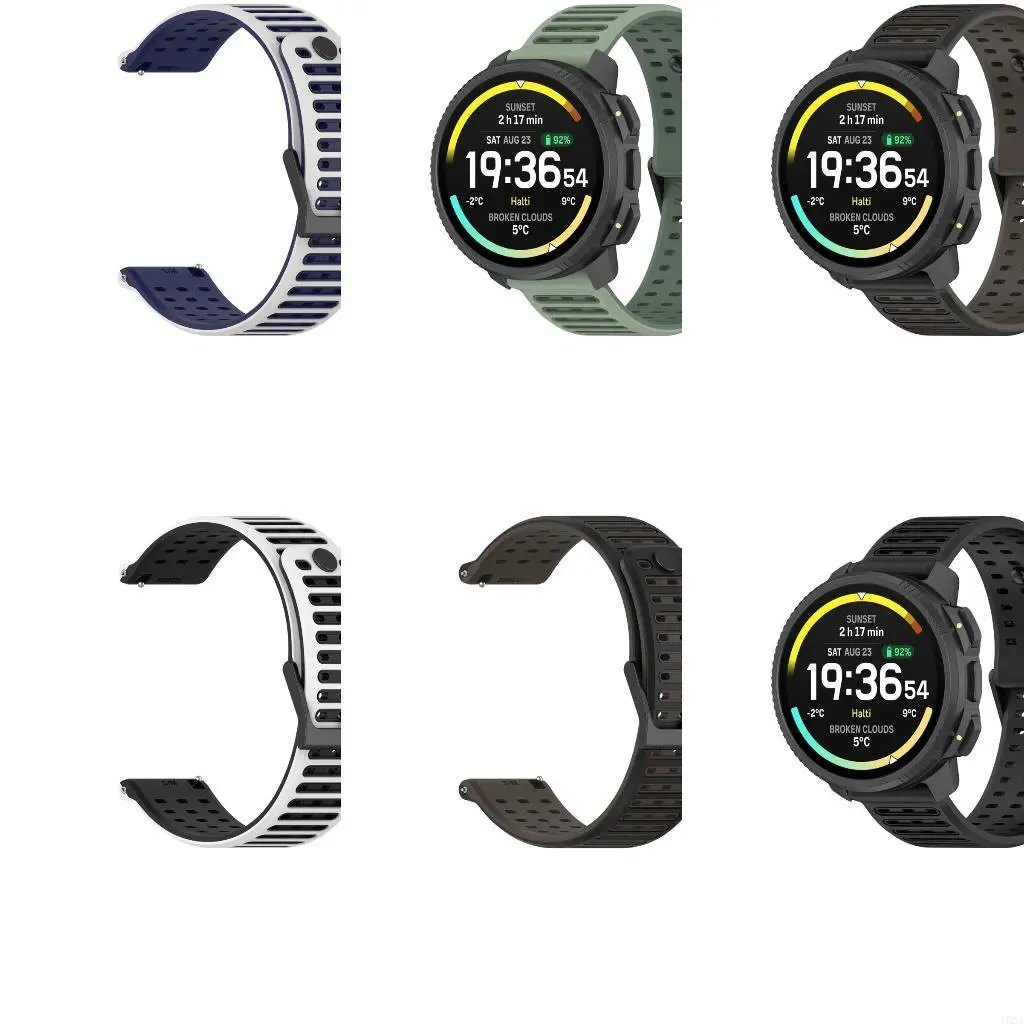 193A Sweatproof Soft Elastic Watch Straps Bracelets For 22mm Devices Multi Hole Adjustable Design Waterproof Daily Wear Band