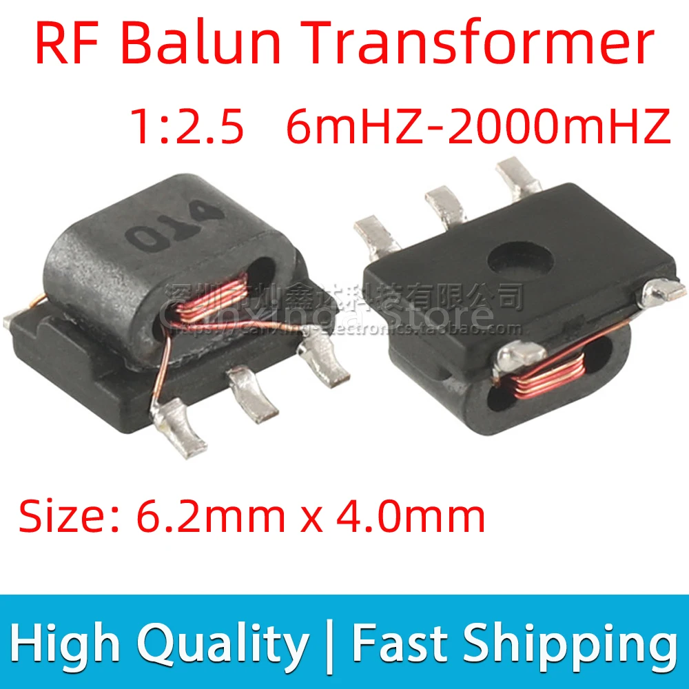 5pcs SMD RF Signal Balun Transformer 1:2.5 Radio Frequency 6MHz-2000MHz Unbalanced Balanced Isolated SC60360014SA