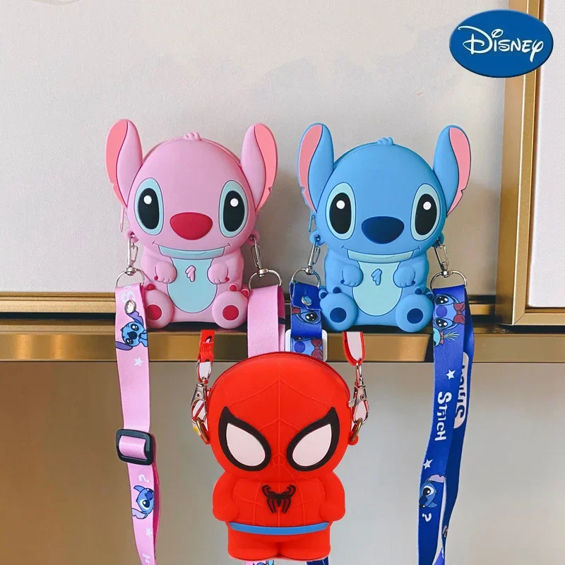 Disney Spider Man Stirch Shoulder Bag Waterproof Silicone Bag Baby Girl Kindergarten Primary coin purse cartoon bag storage bag