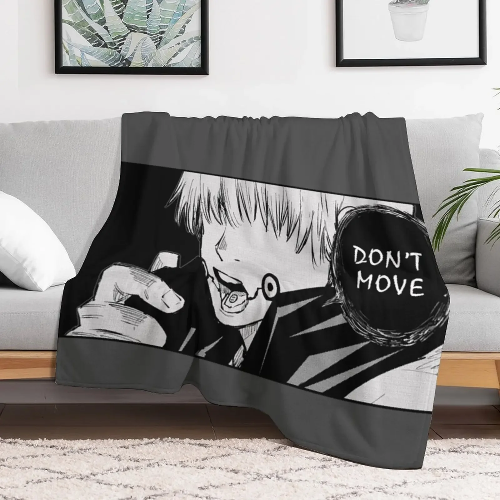 Inumaki Toge Don`t move on black background Throw Blanket Large Soft Big Blankets