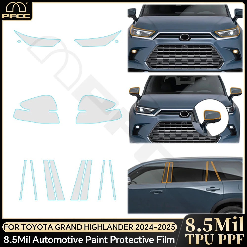 

Для Toyota Grand Highlander 2024 2025 Защитная пленка для фар от царапин, чаша из ТПУ, дверная ручка, защита столба заднего вида B