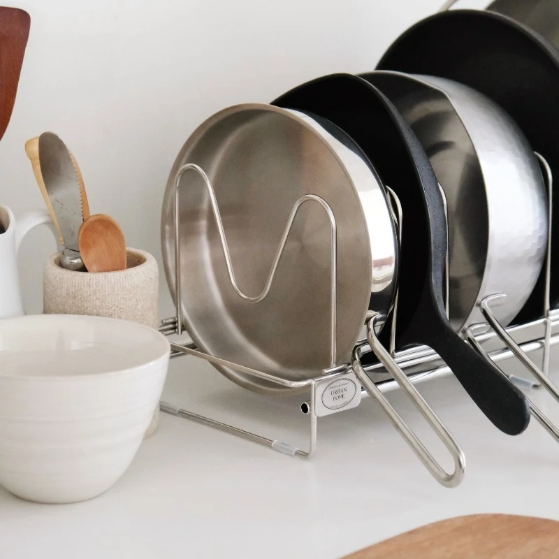 Stainless Steel Telescopic Pot Rack,Kitchen Cookware Storage Shelf,Cabinet Inner Layer Organizer,Multifunctional Lid Holder Rack
