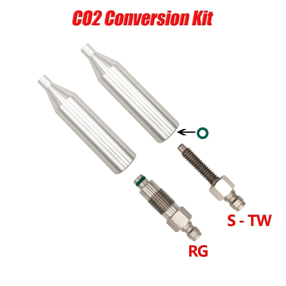 CO2 HPA Conversion Kit 12g Cartridge Converters HPA Kit, S-TW and RG Threaded, 8mm Quick Disconnect