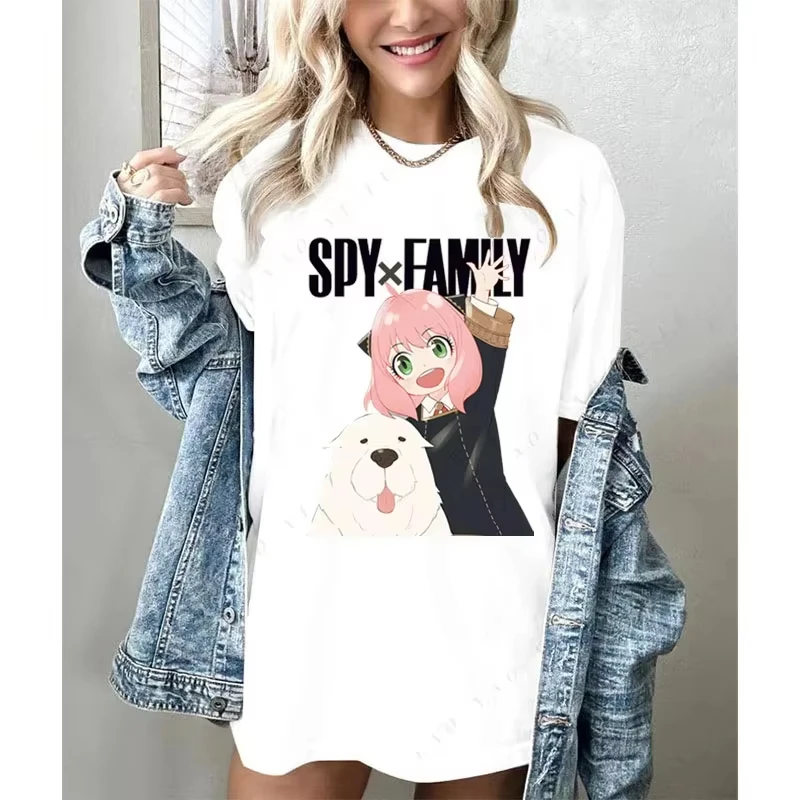 

MINISO Spy X Family Japanese Anime Anya Forger Graphic Print T Shirt Streetwear Men Women Fashion Short Sleeve Plus Size Unisex
