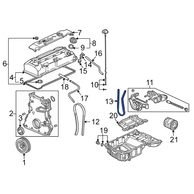 13441-PCX-004 Oil Pump Chain Kits For Honda S2000 Type R EP3 ITR Tacura RSX K20 Engine Timing Chain Stopper 13450PNA004