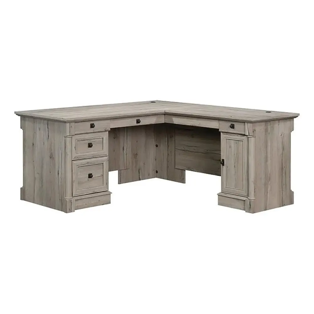

65 x 69 Contemporary Engineered Wood LShaped Desk with Storage, Drawers, FlipDown Panel, Grommet Holes, for Home Office Workspa