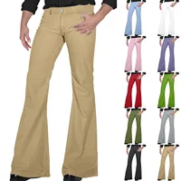 Pantalones acampanados para hombre, pantalones clásicos sencillos de Color sólido para uso diario, pantalones elegantes y cómodos de Hip Hop para fregar, pantalones acampanados de discoteca
