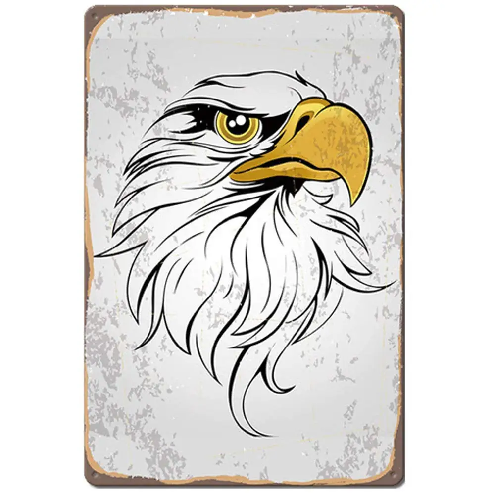 

Retro Design American Eagle Tin Metal Signs Wall Art | Thick Tinplate Print Poster Wall Decoration for Garage