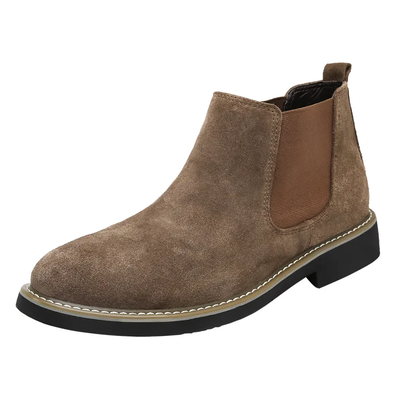 الكلاسيكية رجل تشيلسي الأحذية الفاخرة الجلد المدبوغ أحذية كاجوال الأعمال البريطانية فستان أحذية للرجال أفخم الشتاء الدافئ الجوارب بوتاس Hombre