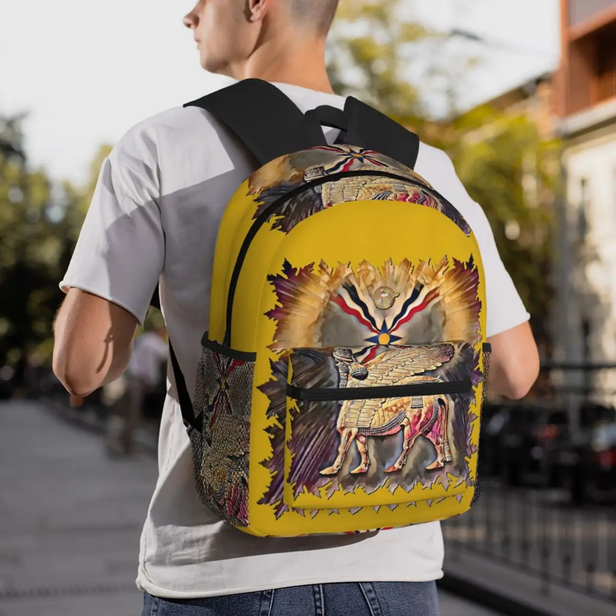 

Assyrian Suryoyo Flag Backpack Daypack Large Capacity Kids BookBag School Bag Shoulder Bags for Men Women