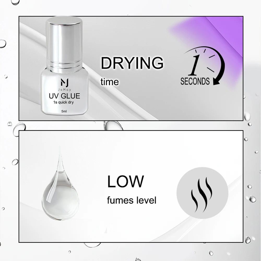 Colla UV leggera viola per set di estensioni delle ciglia con pedale Colla super forte Ciglia finte 75 giorni UV 5 ml