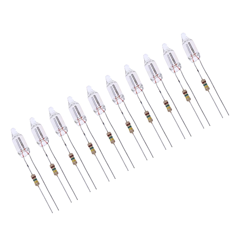 20pcs Neon Indicator Lamps With Resistance Connected To  220V 6*16 Mm Indicator