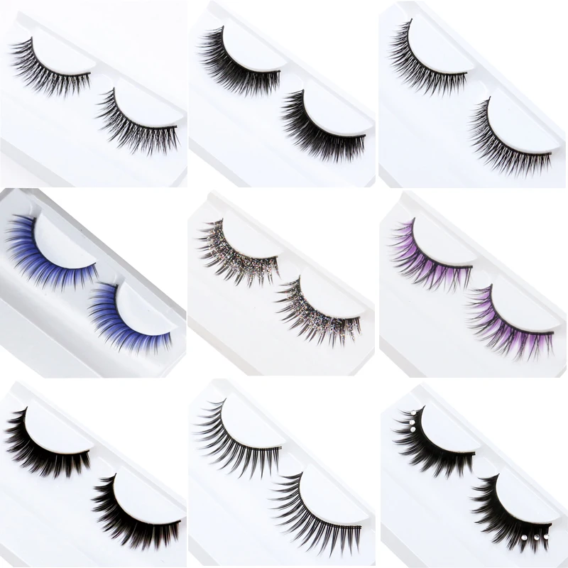 Individual Glitter Rhinestone Cross Fake Eyelashes Extension Natural Long Cosplay Manga Lashes Women Korean Makeup Products