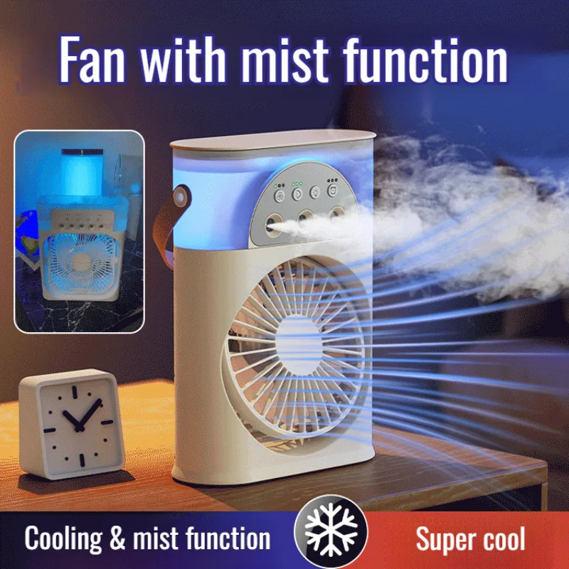 

[Мини-портативный воздухоохладитель] Многофункциональный вентилятор с нано-спрей-увлажнителем, светодиодная лампа для домашней личной системы охлаждения
