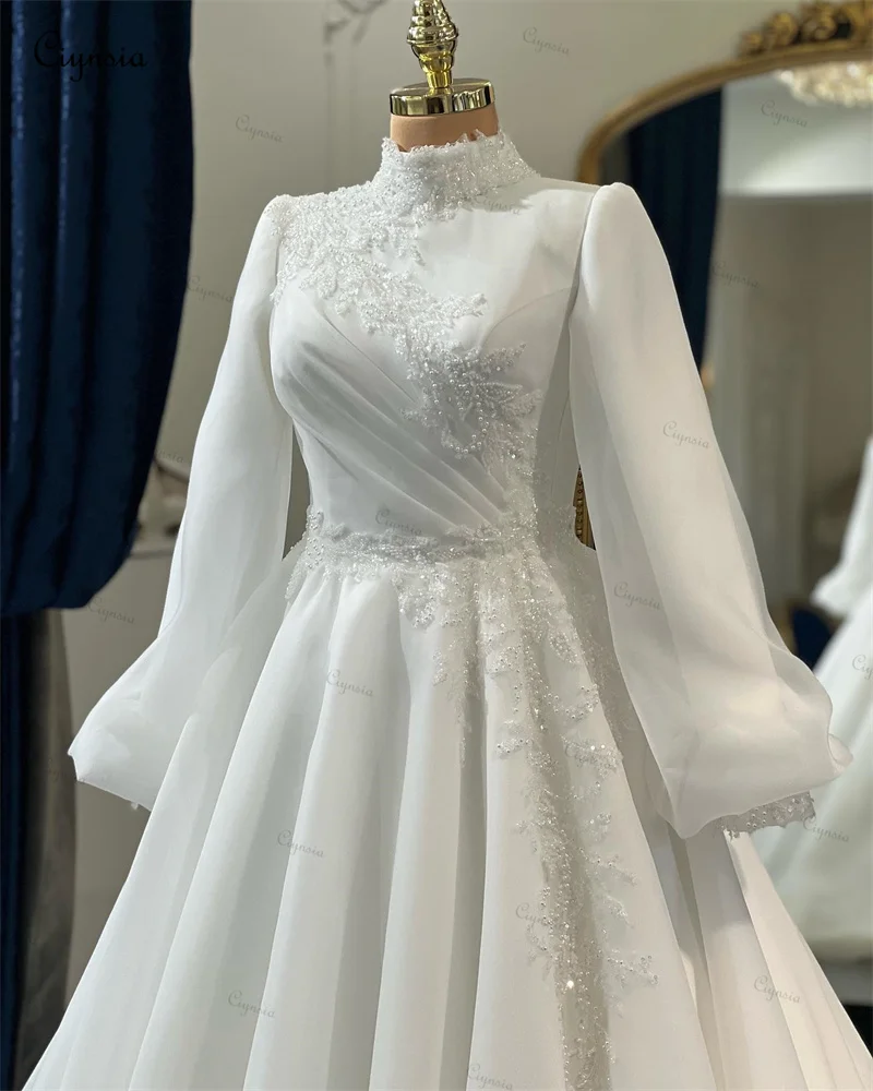 Ciynsia Plus Size Wedding Dresses for Bride Puffy Long Sleeve Appliques Beaded Princess Bridal Ball Gown Vestido De Noiva 2024