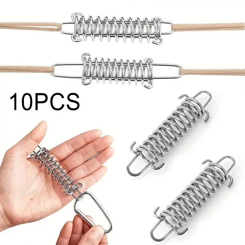 

TRALOW 10pcs Heavy Metal Wind Rope Buckle for Camping Hiking and Outdoor Travel Shading Fixed Elastic Hook for Pet Traction