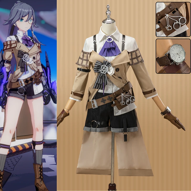 

Honkai Impact 3rd Fu Hua Hawk of the Fog Cosplay Costume Shirt Pants Trench Coat Uniform Women Halloween Carnival Outfits Shoes