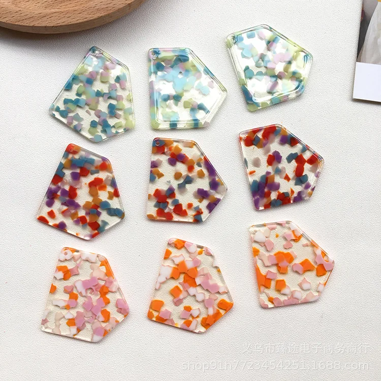 5pcs irregular pentagonal translucent color dot dot acrylic acetate accessories DIY handmade earrings wholesale