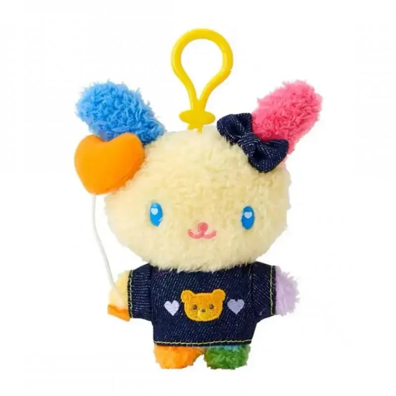 Sanrio Usahana Plush Filled Denim พวงกุญแจตุ๊กตาน่ารักซิปตกแต่งของเล่นเด็กกระเป๋าเป้สะพายหลังจี้คู่จี้ของขวัญ
