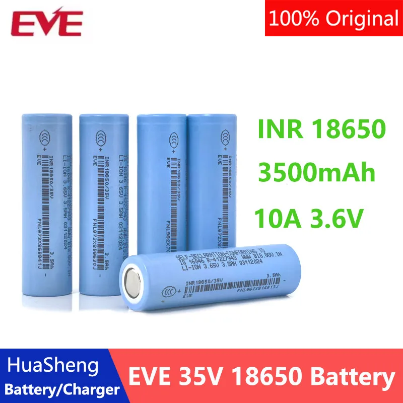 Batterie d'origine EVE 35V INR 18650 3500mAh CDR 10A 3.6V Batteries au Lithium rechargeables 18650 cellule pour batterie avec UL CE