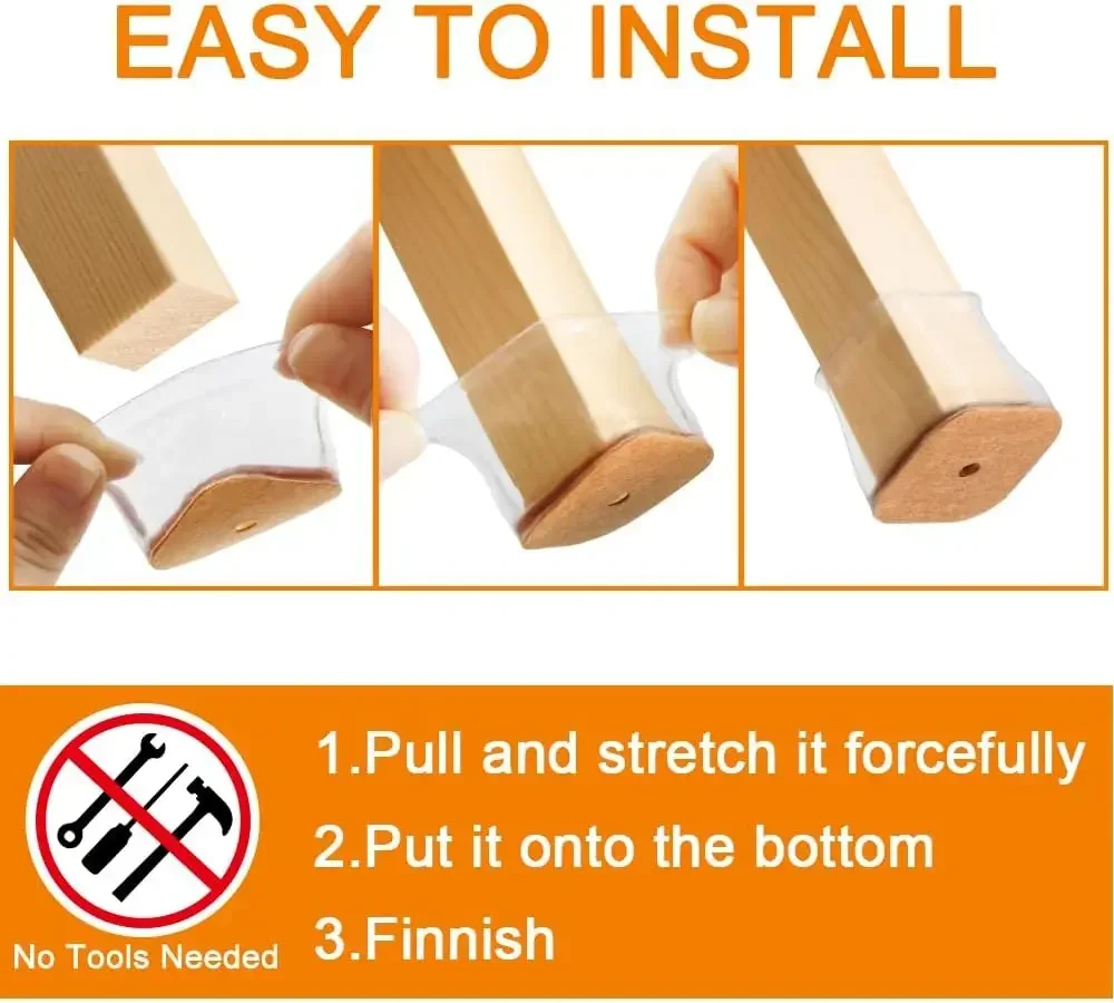 24 Buah Pelindung Lantai Kaki Kursi untuk Lantai Kayu Keras, Penutup Kursi Silikon Penutup Bantalan Furnitur Slider dengan Bagian Bawah Teras Dibungkus