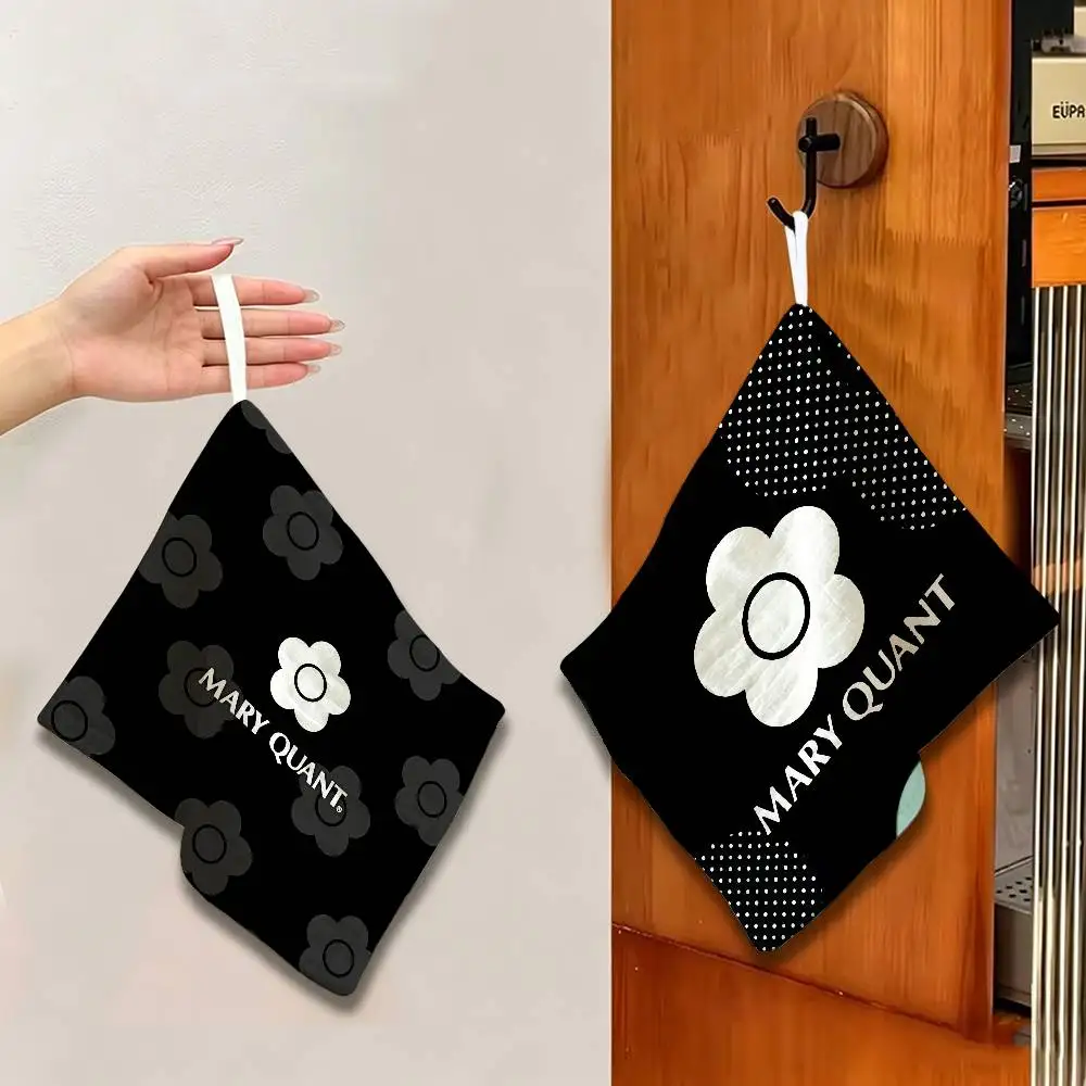 Customizable Me-Mary Quant-y Thickened Polyester Cotton Hanging Towel, High Absorbent Hand Wiping Towel for Indoor Use