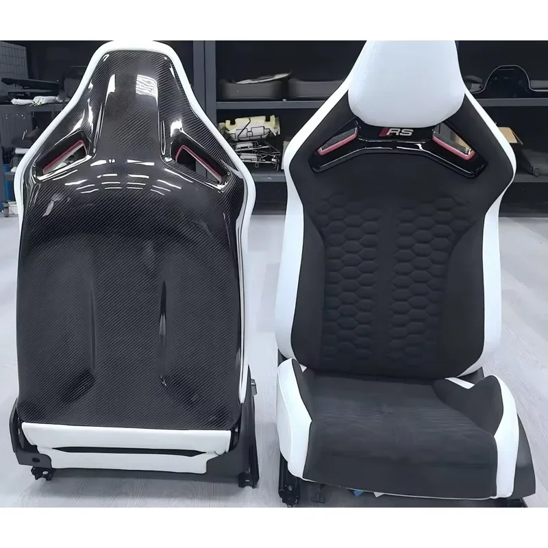 Faux Nappa PU Racing Style Bucket Seats With Carbon Fiber Decor Ergonomic Comfort Auto Interior Modification Parts