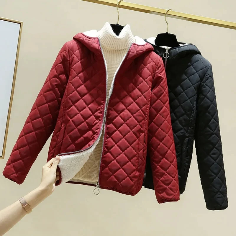 Women Jacket Black 2024 New Winter Female Korean Fleece Cotton Outcoat Padded Jacket Women Coat Thicken Hooded Parka Ladies