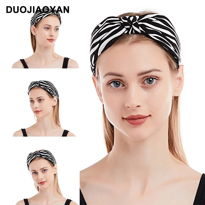 New Zebra Pattern Fabric Ins Style Knot In The Middle Face Washing Temperament Senior Female Headband Hair Accessories