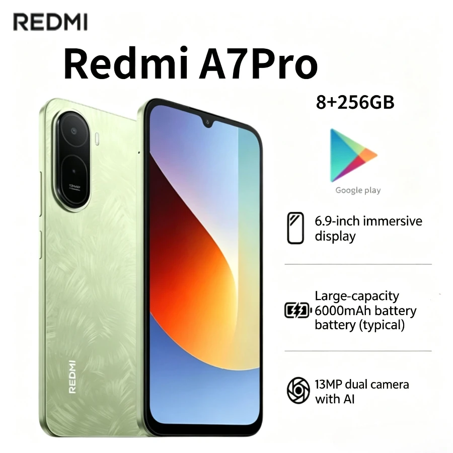 2026Redmi A7 pro International Edition 6.9-Inch Display 6000mAh Long-Lasting Battery Android OS 8GB+256GB Storage Large Memory