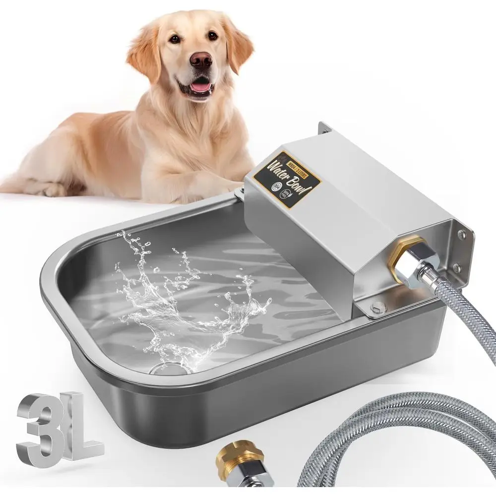 

Запатентованная 3-литровая уличная поилка для собак, из нержавеющей стали, подходит для домашних животных и скота, настенная, легко чистится.