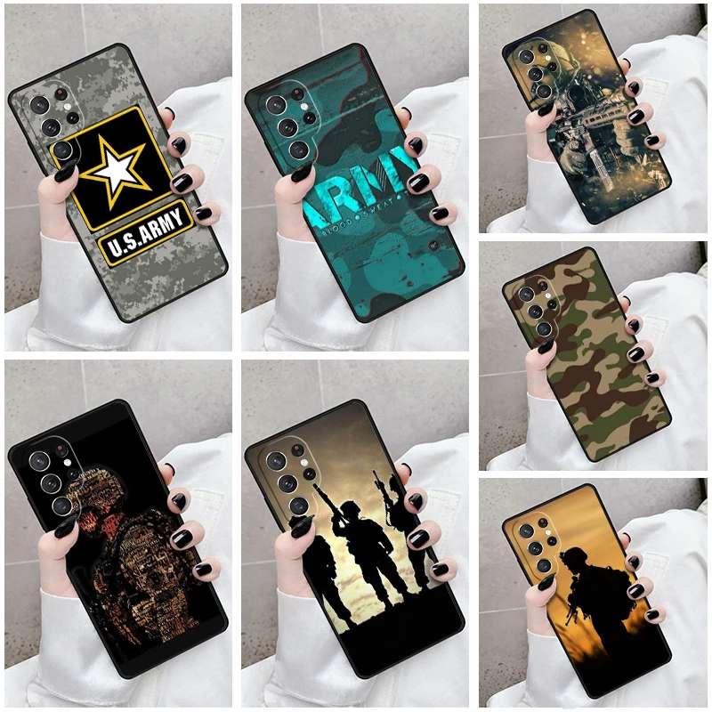 

Phone Case For Samsung Galaxy S24 S23 S21fe S22 Ultra Plus Note 10 20 S8 S9 S10 Cover Camo military Army