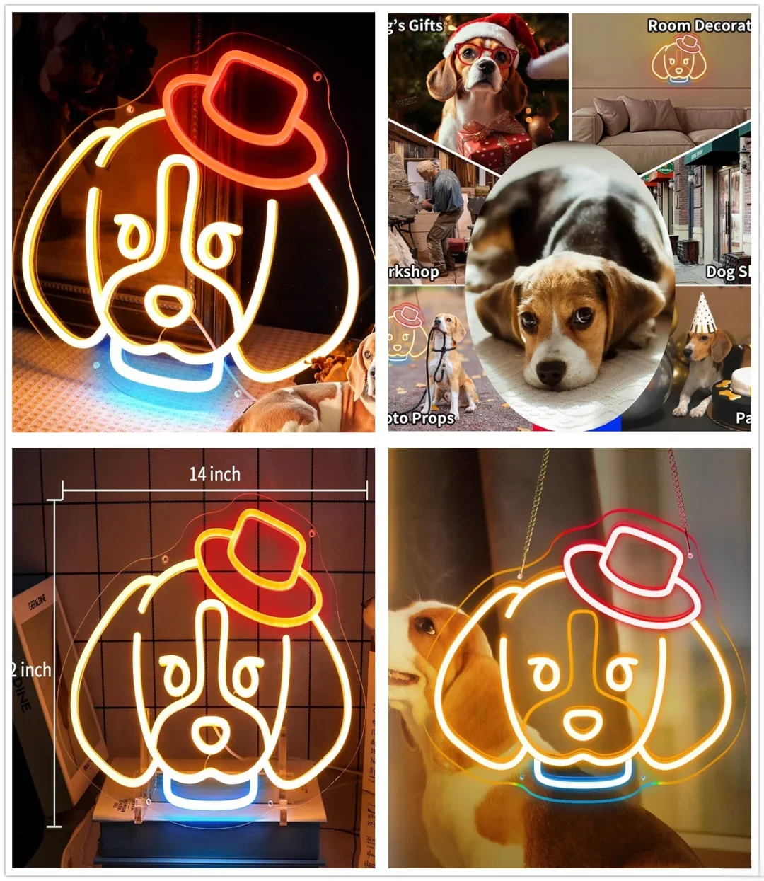 No Moq Personalizzato Cucciolo di Cane LED Insegna al Neon Luce Installazione Facile Bar Pubblicità per Interni/Esterni per Ufficio Edifici Negozi Matrimoni
