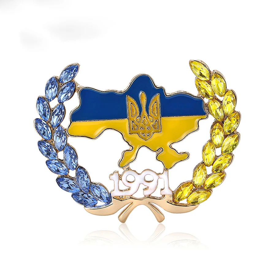 Ukraine Map Brooches 1991 Independence Day Pin Wheat Pins Fashion Casual Accessories Gifts