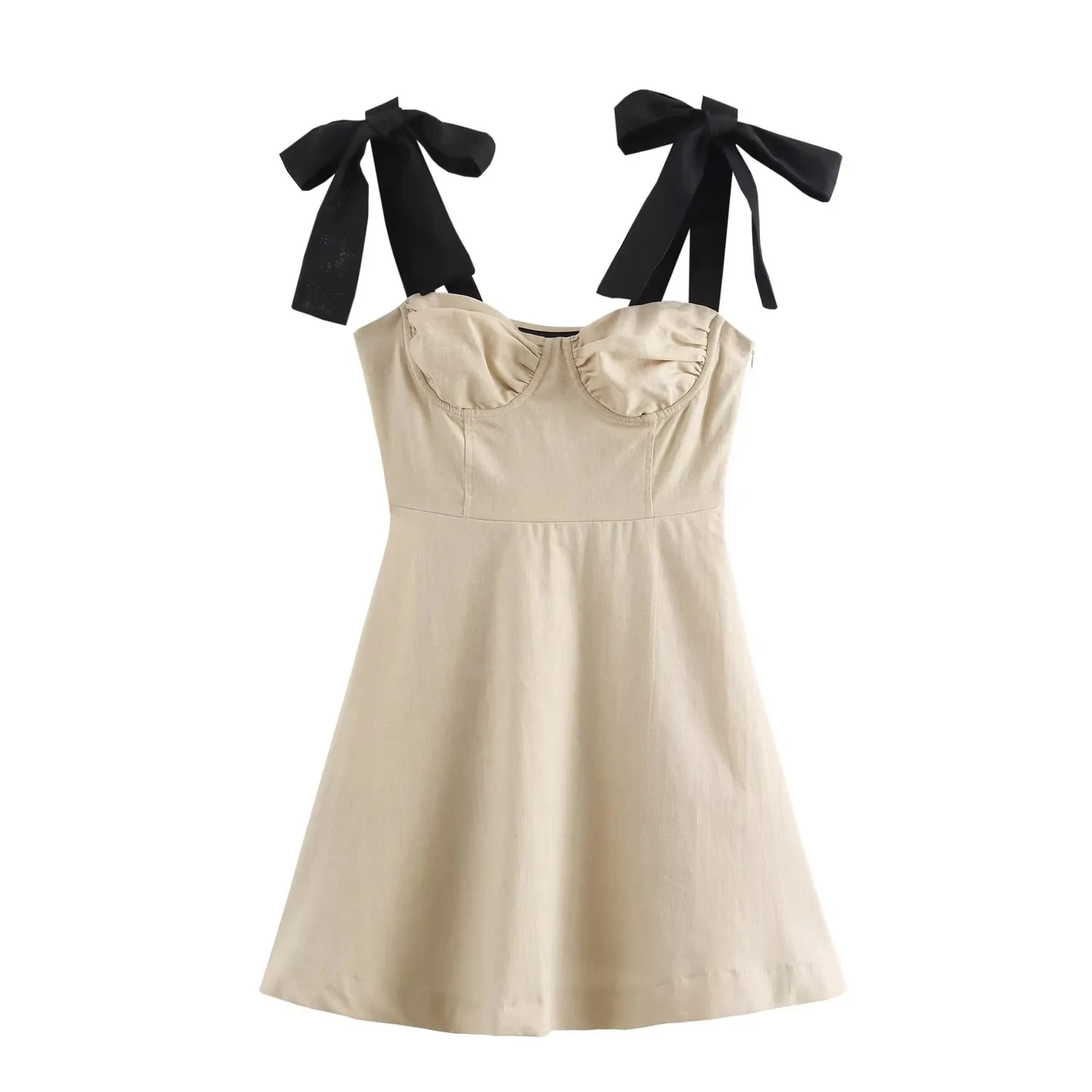 Vestido Decorativo em Camadas Estilo Street para Mulheres, Sem Mangas, Saia em A, Fibra de Poliéster, Cena Empresarial