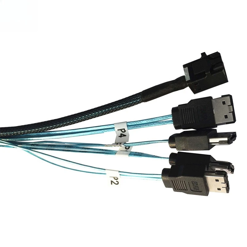 ADT-Link MINI SAS HD SFF-8643 To 4 E-SATA Server Storage Hard Disk High Speed Cable Length Optional 0.5M 1M