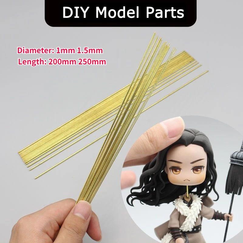 

Length 200/250mm Brass Rod Tube Thin Round Rod Dia 1mm 1.5mm Copper Wire Ultra-light Clay Model Scene Support DIY Model Parts