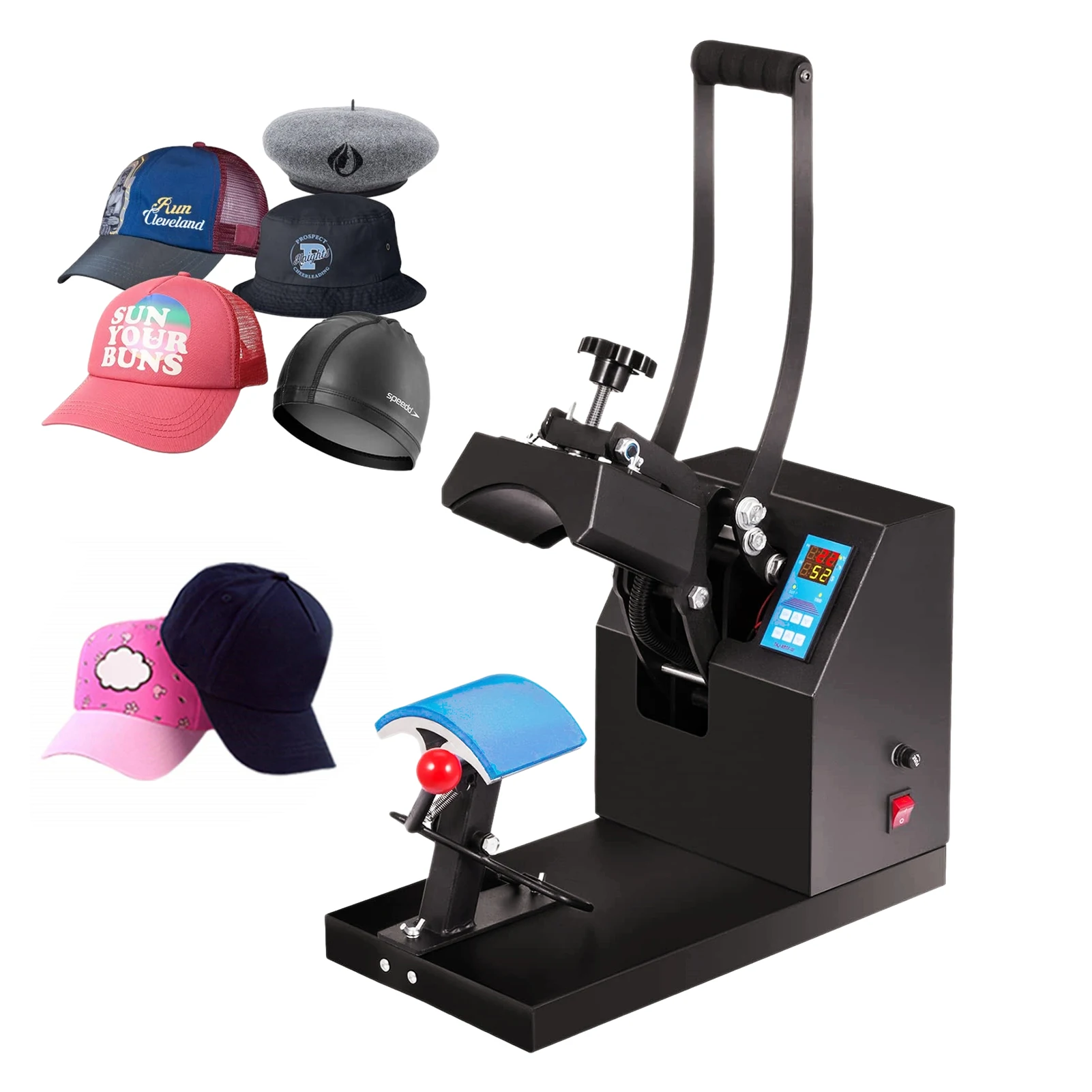 Hat Heat Press Machine 110V Heat Sublimation Press Heat Transfer Hat Press with Digital Timer, Temperature Control