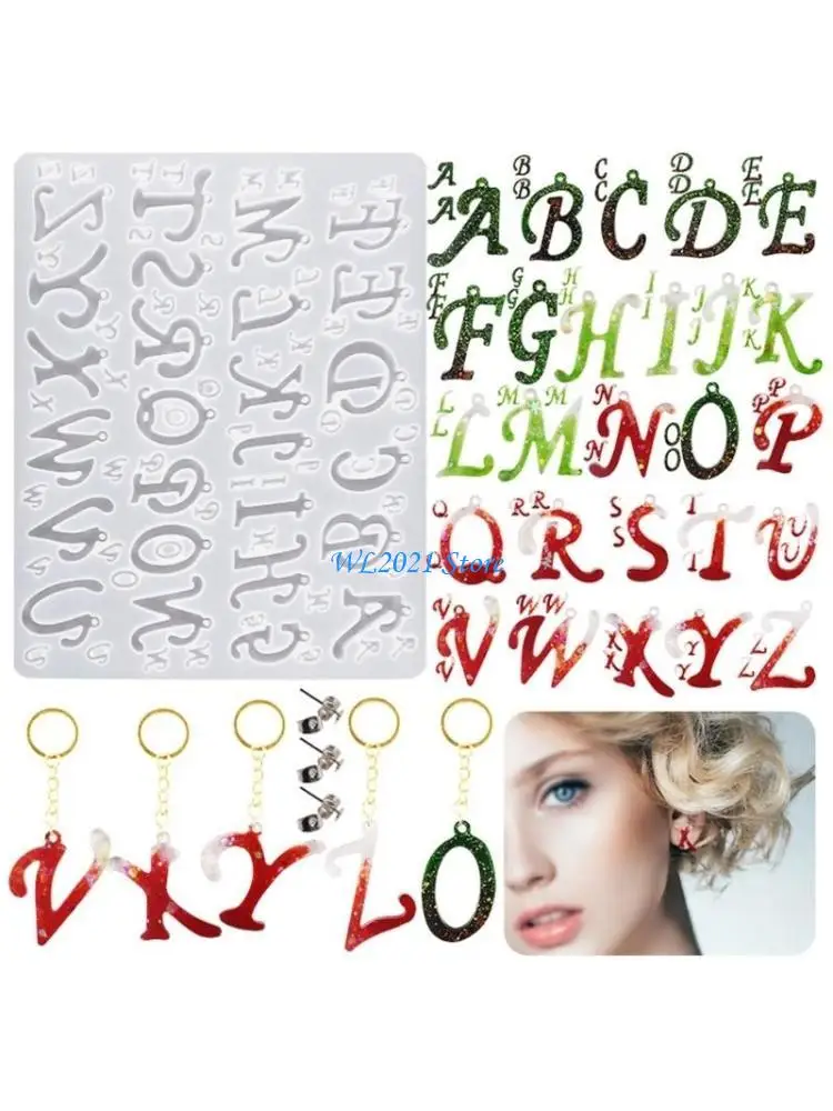 

G5GC Letter Silicone Mold DIY Earring Necklace Keychain Pendant Molds Alphabets Crystal Epoxy Resin Casting Mold Jewelry